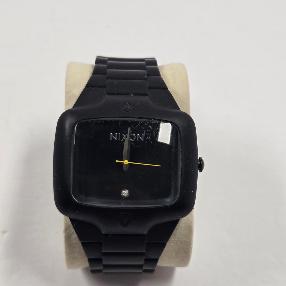 Nixon Rubber Player Black Analog Digital Watch Yellow Hand As Is